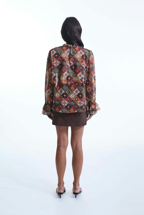 James Lakeland Birds Eye Ruffle Blouse