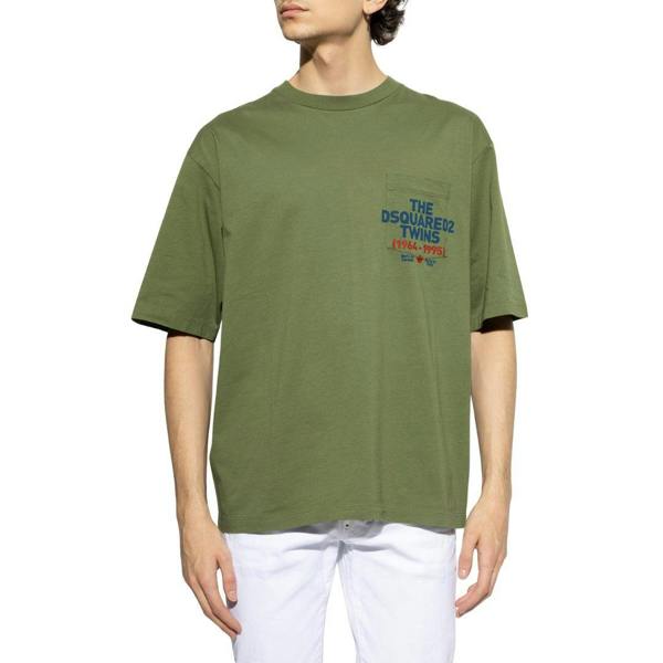 DSquared2 Unisex Adult Logo Cotton Chest Pocket T-Shirt - Sage Green - 