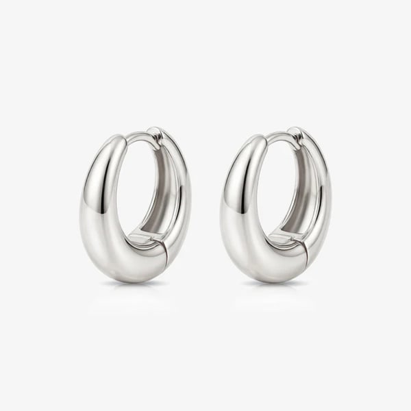 Teardrop Huggie Hoop Earrings in 18k Gold or Silver