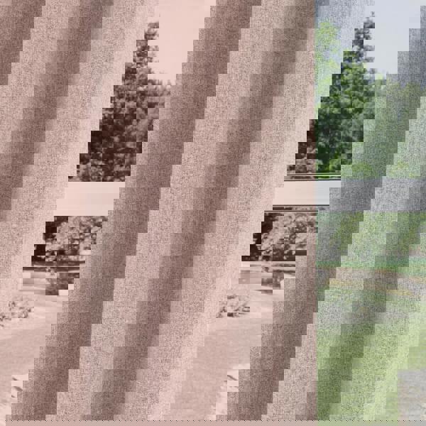 Enhanced Living Blush Textured Basketweave 100% Blackout Curtains - Thermal/Energy Saving Pair with Eyelets For Living Room & Bedrooms