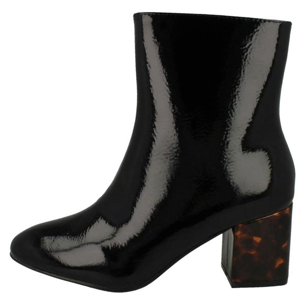 Spot On Ladies Spot On Block Mottled Heel Ankle Boots