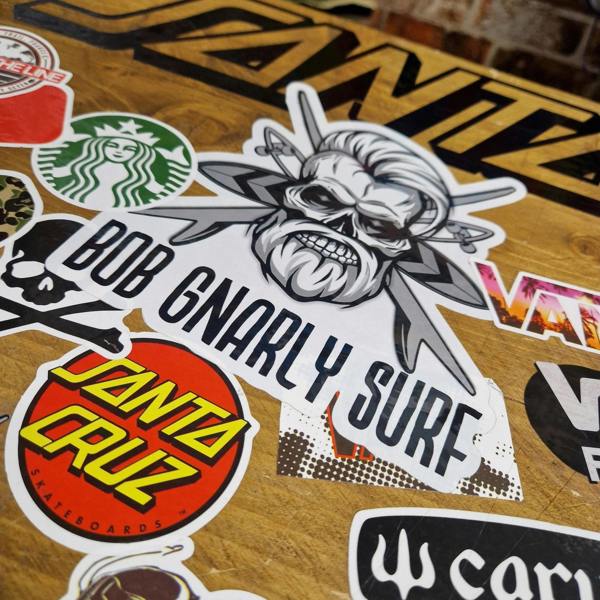 Bob Gnarly Surf Board Sticker