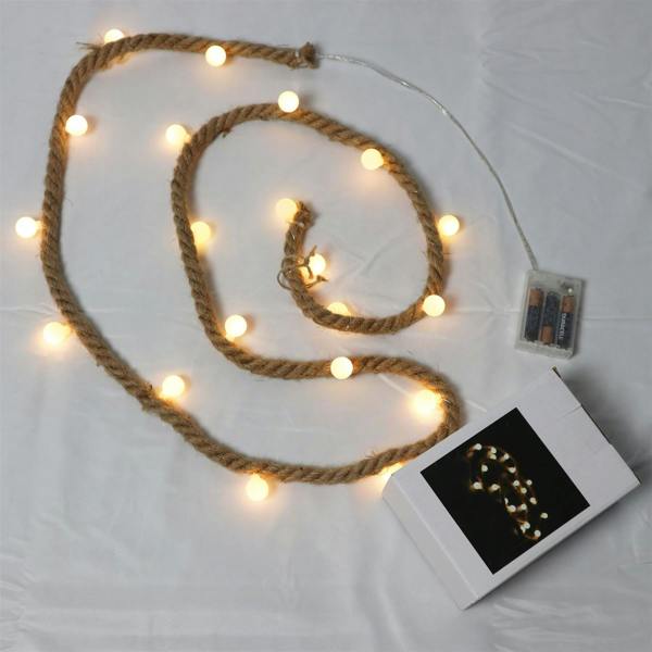 1.8cm Rustic Hemp Rope Warm White LED Silhouette Light, Battery Operated Decorative Accent image 5