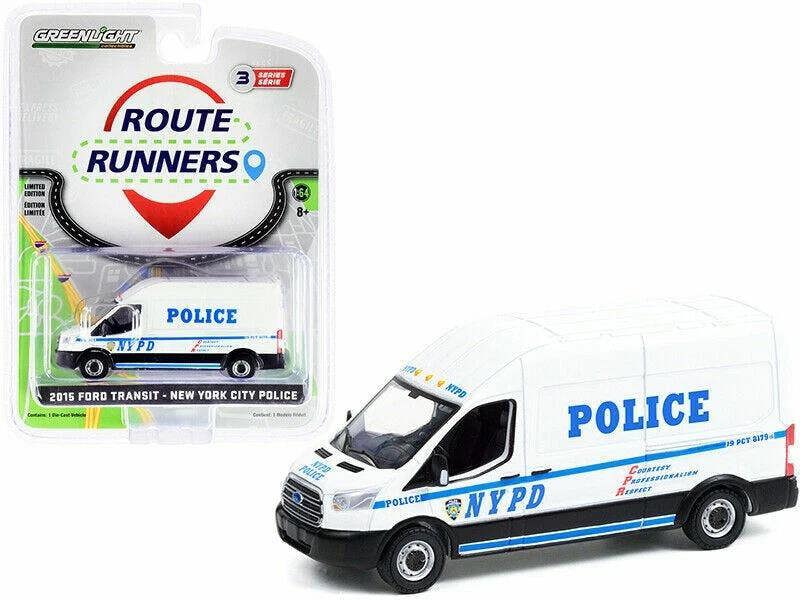 MCSlots 2015 Ford Transit LWB Hight Roof NYPD  1:64 Scale Greenlight 53030A