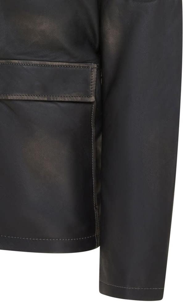 Infinity Leather Mens Vintage Black Leather Safari Jacket - Fagernes