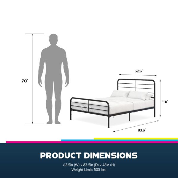 Dorel Home Millie Metal Bed Black - King Size