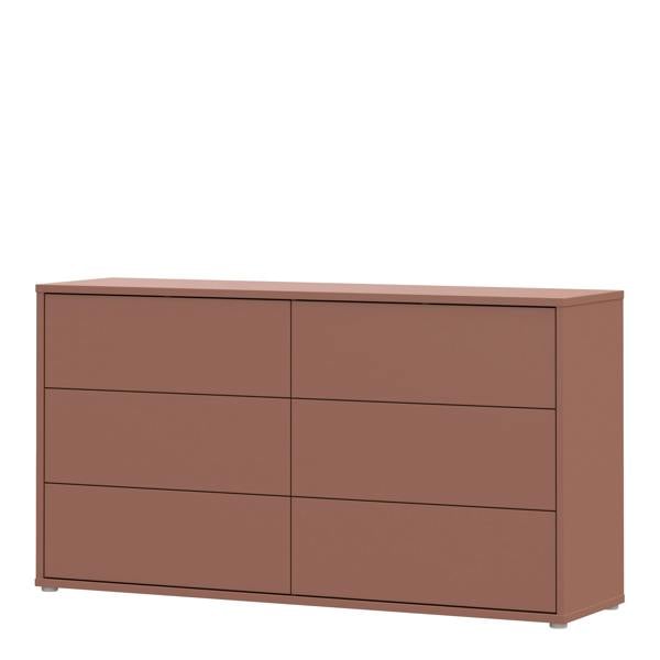 Alice Springs 6 Drawer Wide Chest with Push-to-Open Drawers in Terracotta