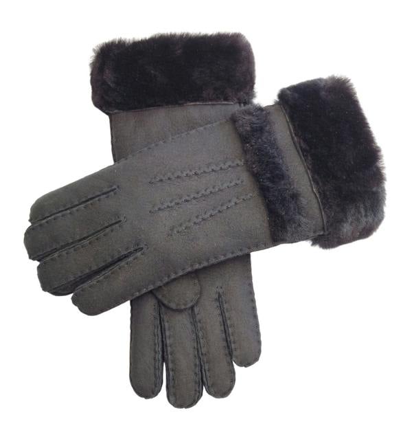 Infinity Leather Womens Genuine Sheepskin Suede Gloves with Roll Up/Down Cuff