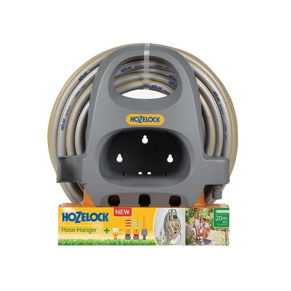 Hozelock 2364 Hose Hanger With 20m Hose & Fittings - Multi Colour - 