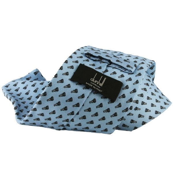 Dunhill luxurious mulberry silk tie in an attache lock repeat pattern