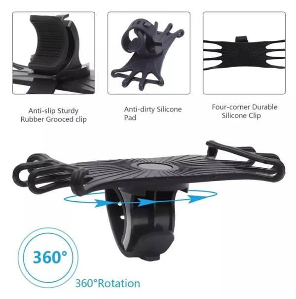 Dyzi 360° Bike Phone Holder Mount for 4.5-6.3" Smartphones - Black