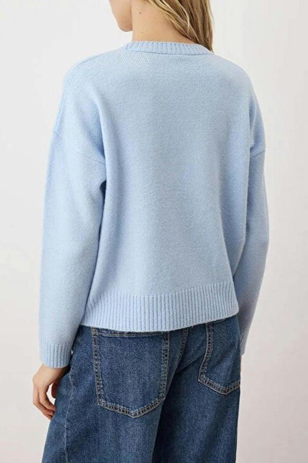 WOVCOR Soft Textured Wide Pattern Dog Embroidered Knitwear Sweater
