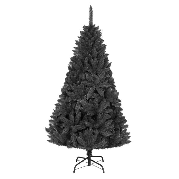 4ft to 12ft Black Artificial Christmas Trees with Hinged Branches and Metal Stand image 6
