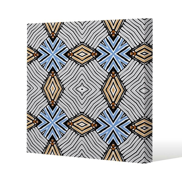 Benjamin Tate Design Abstract geometric roughly hatched shapes colored with hand drawn brush stokes Slim Style Canvas Print  30x30cm , 15mm