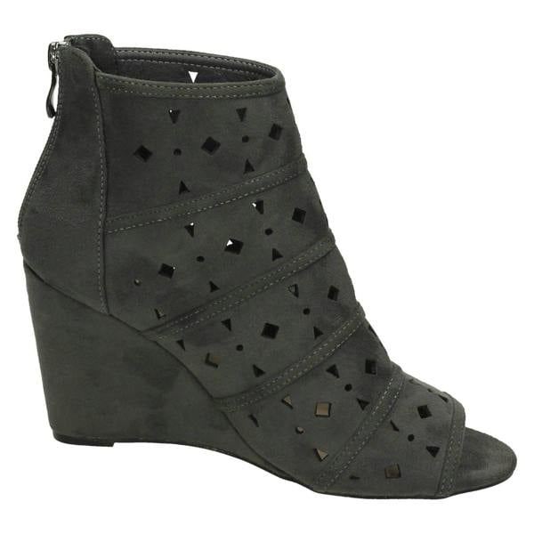 Spot On Ladies Spot On High Wedge Peeptoe Ankle Boots