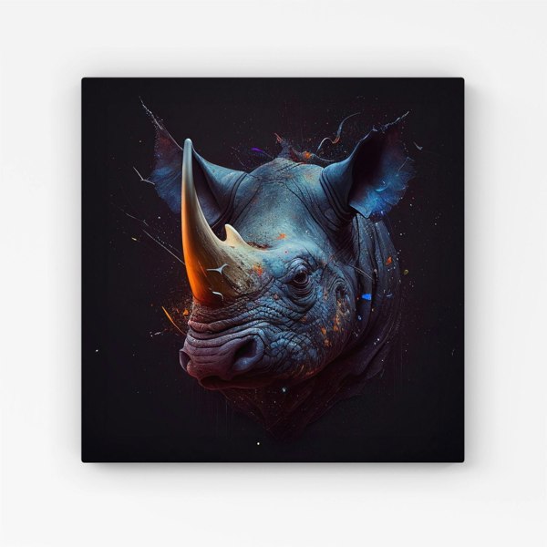 Warren Reed Rhino Face Splash Art Canvas