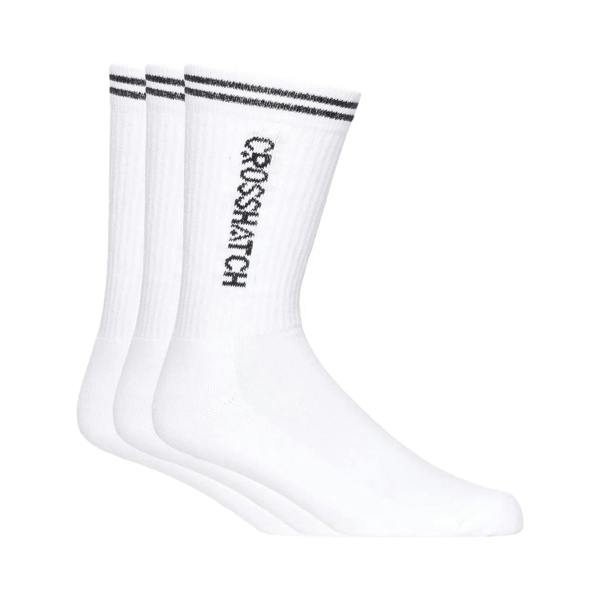 Crosshatch Mens Peppy Sports Socks (Pack of 3) - White - 