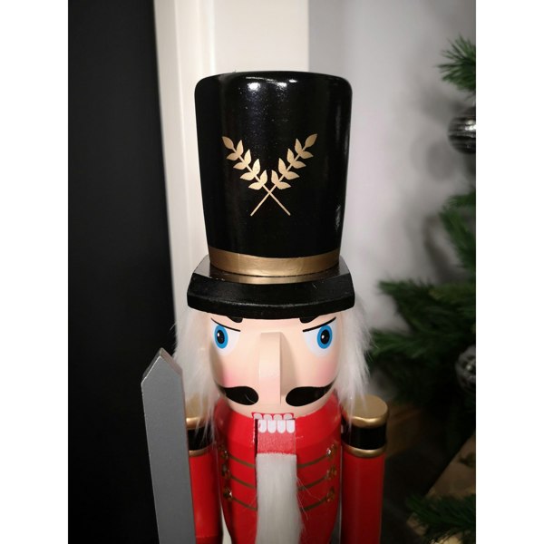 Samuel Alexander 60cm Traditional Wooden Christmas Nutcracker Soldier Decoration with Red Body