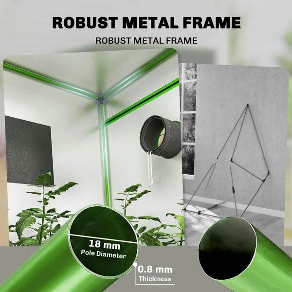 Bobobiy Grow Tent 120 x 200 cm, Reflective Mylar Hydroponic Growing Tent with 600D Oxford Fabric, Black, 120 x 120 x 200 cm