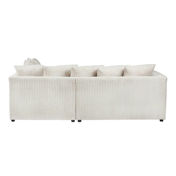 SQUAREBOXX Dylan Jumbo Cord 4 Seater Fabric Corner Sofa in Cream