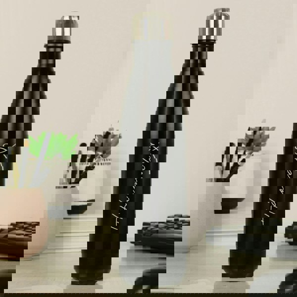 Personalised Memento Company Personalised Heart Black Metal Insulated Drinks Bottle