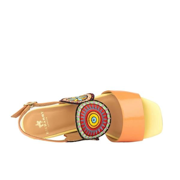 Embassy London Vibe - Coral Multi - Women's leather heel sandal with open-toe & ankle strap