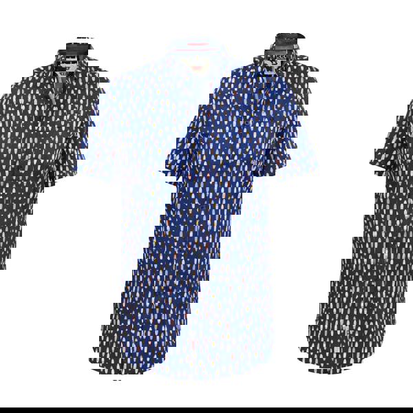 Duke Mens D555 Hackford Surfboard Button-Down Kingsize Short-Sleeved Shirt - Navy - 