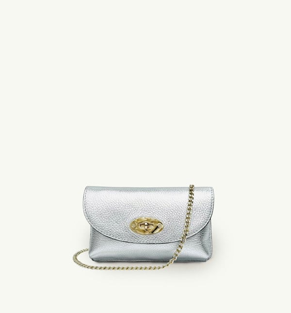 Apatchy The Mila Silver Leather Phone Bag