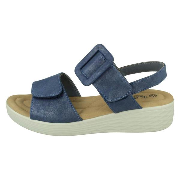 Eaze Ladies Eaze Low Wedge Mule Sandal with Chunky Buckle Strap F12080