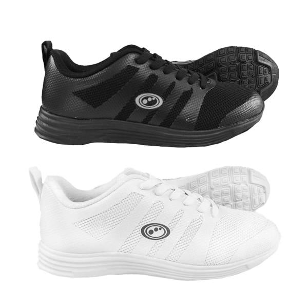 Mesh Top Lace-Up School Trainers (Senior) – Non-Marking White & Black - Optimum