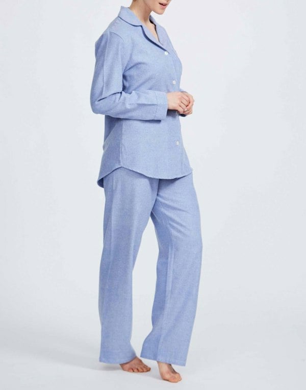 British Boxers Women's Brushed Cotton Pyjama Set – Staffordshire Blue Herringbone