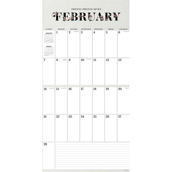 Big Grid, Floral Calendar 2027, Wall Calendars, Month To View, Basics, Gift
