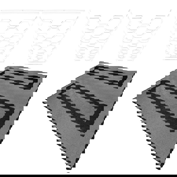 Monstershop Hexagon LED Lights x 2 & Vented Garage Floor Tiles With Edges - 165 Grey & 60 Black