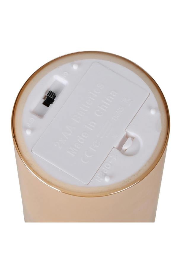 Living and Home 3Pcs Gold Glass Flameless LED Candles Realistic Swaying Flame Pillar Candles