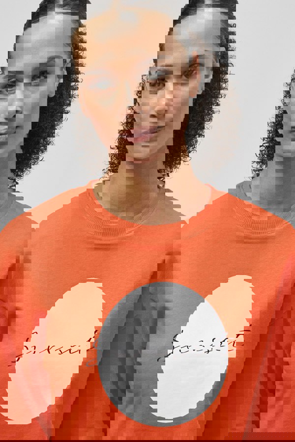 ENORSIA Raw Edge Chest Print Sweatshirt