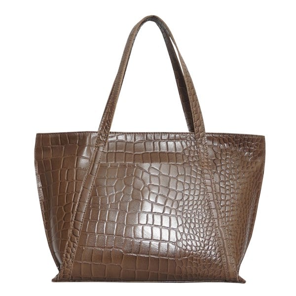Assots London 'AGNES' Tan Croc Real Leather Designer Tote Bag