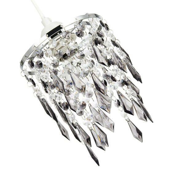 Happy Homewares Modern Waterfall Pendant Shade with Clear and Smoked Acrylic Drops