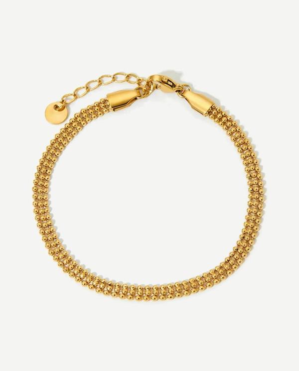 Elk & Bloom Triple Beaded Satellite Chain 14K Gold Link Bracelet