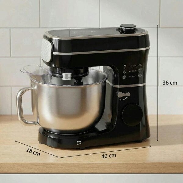 Stand Mixer, 6L 1400W Tilt-Head Food Mixer with 11 Speeds, Pulse & Fermentation Function, LED Display, Black