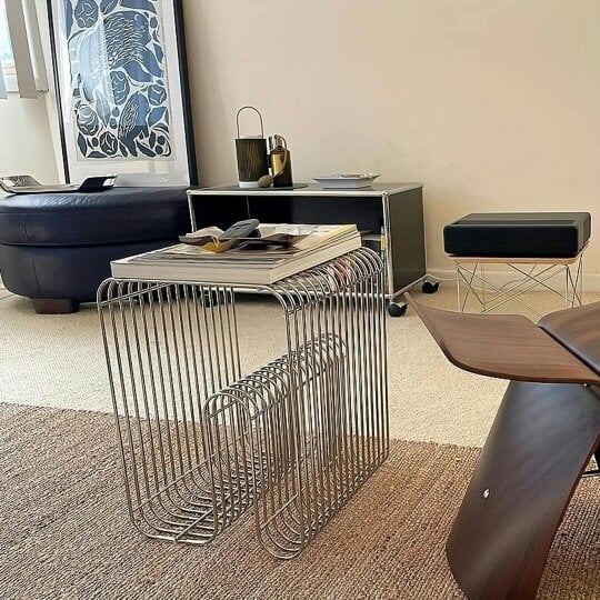Havendro Metal Wire Side Table Magazine Rack Compact End Table for Sofa & Bedside Holder