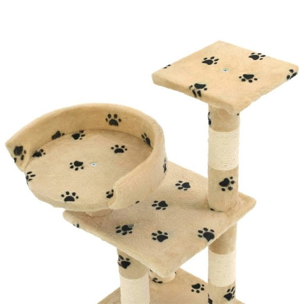 Berkfield Cat Tree with Sisal Scratching Posts 65 cm Paw Prints Beige