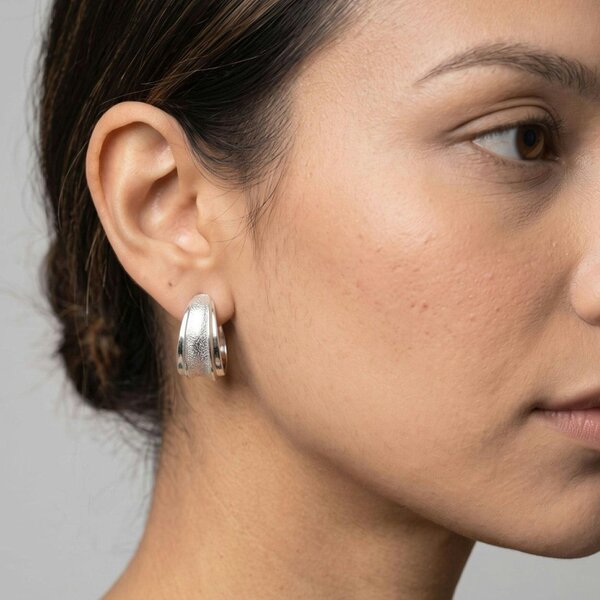 Uchi & Soto Nami Silver Molten Hoop Earrings