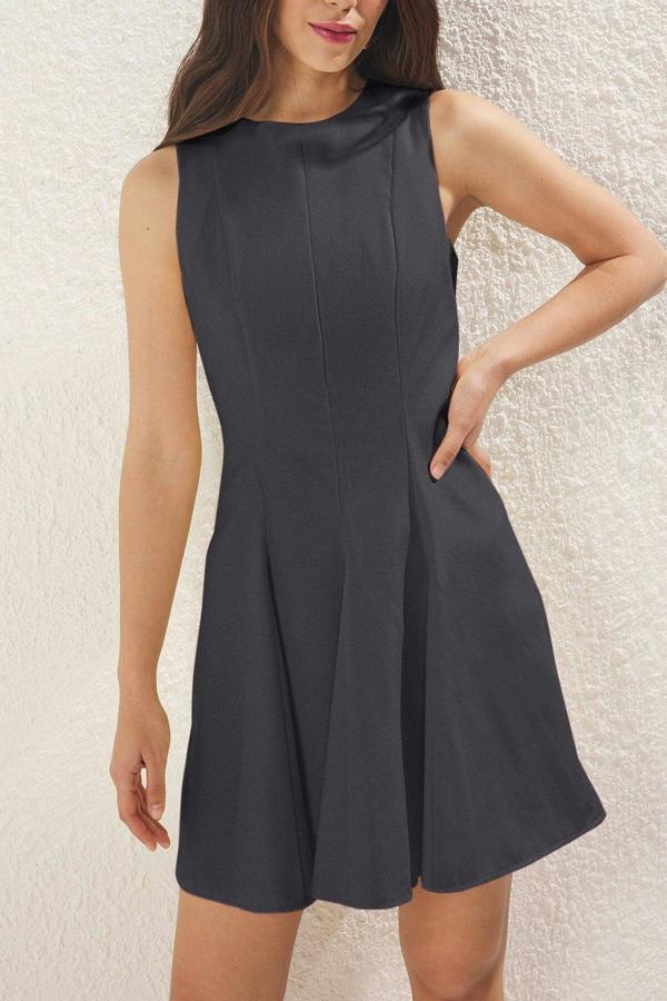 WOVCOR Crew Neck Mini Woven Dress