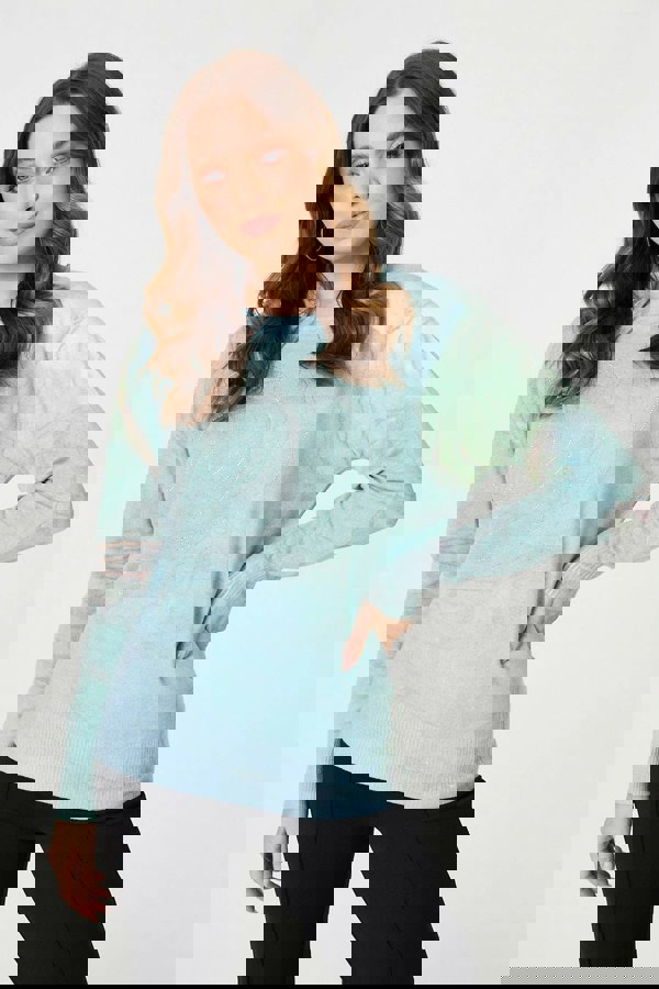 Green | Marble Print Metallic Relaxed Jumper
