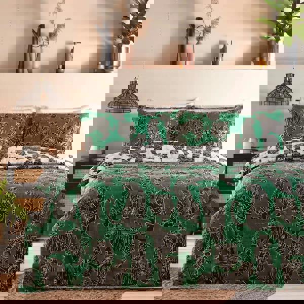 Furn Reversible Wildcat Duvet Cover Set - Jungle Green