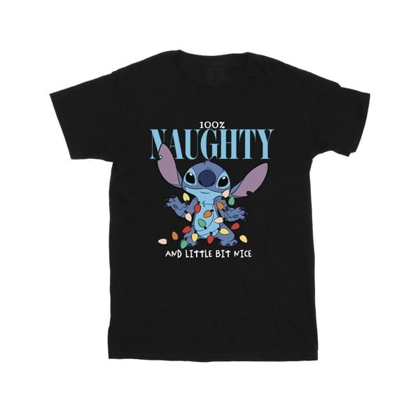 Disney Mens Lilo & Stitch Naughty & Nice T-Shirt - Black