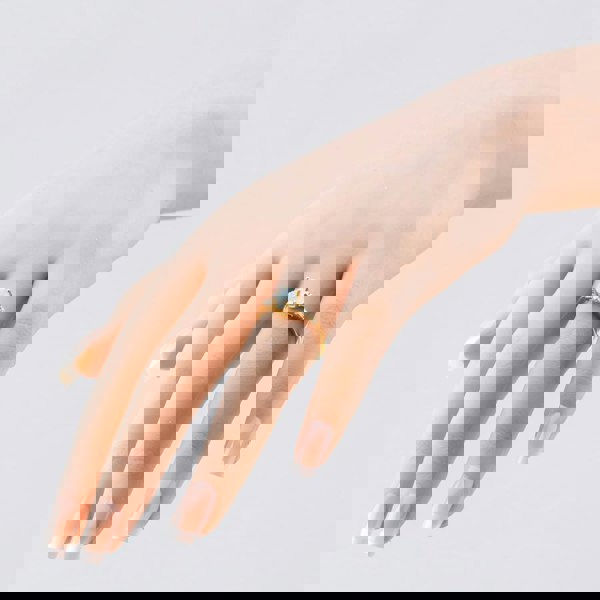 T. H. Baker 9ct Yellow Gold Opal Diamond Shoulder Set Solitaire Ring RJR04809