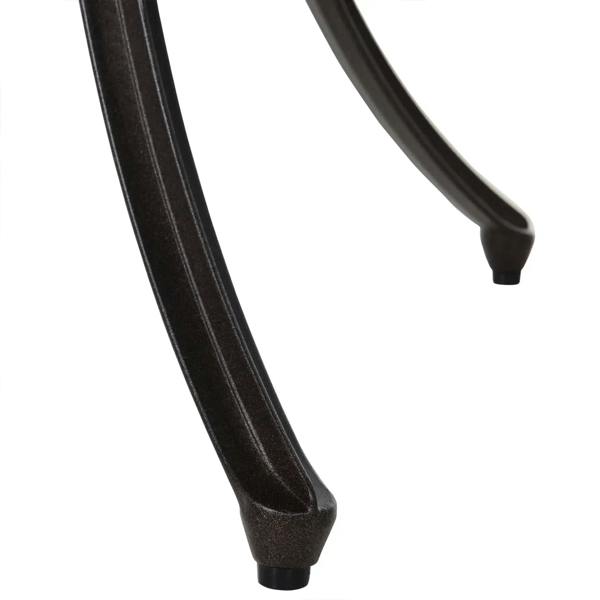 Brown cast-aluminum armchair leg with curved support