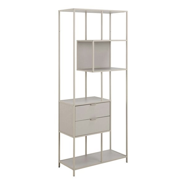 Furniture To Go Seaford Tall Grey Metal 2 Drawer Bookcase with 4 Shelves