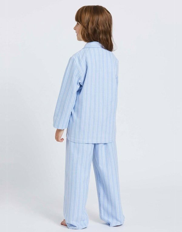 Children's Brushed Cotton Pyjama Set – Westwood Blue Stripe - British Boxers